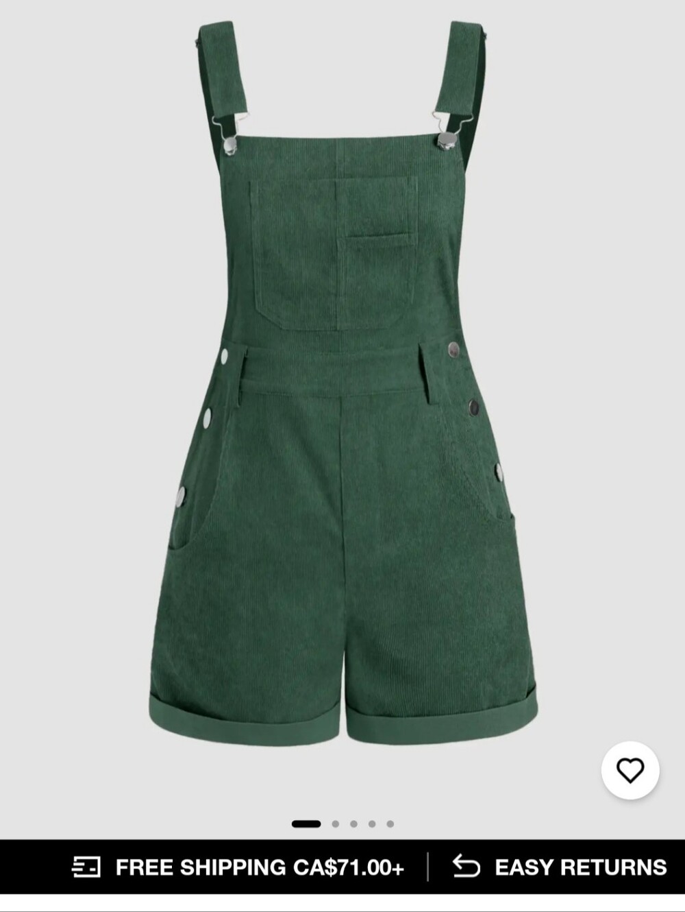 Cider Corduroy Overalls, Dark Green, Size - Picture 1 of 6